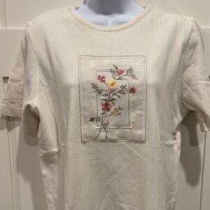 Vintage Floral Embroidered Cream Men's Shirt